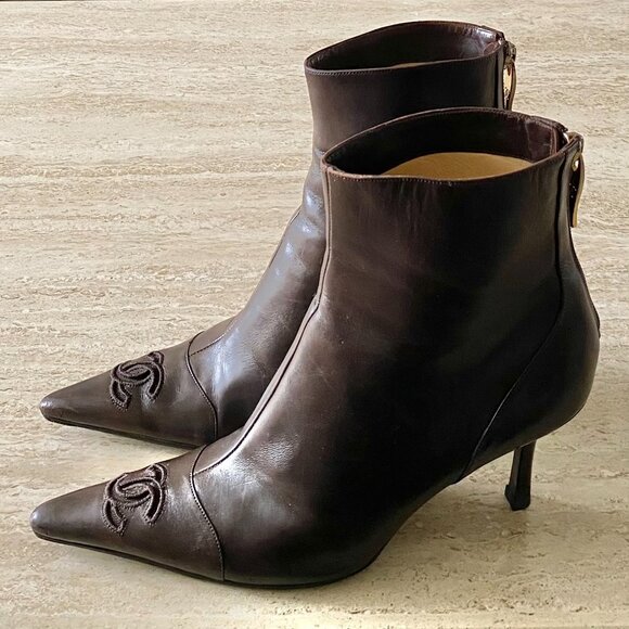 Vintage Chanel Mesh CC Ankle Boots - Picture 2 of 9